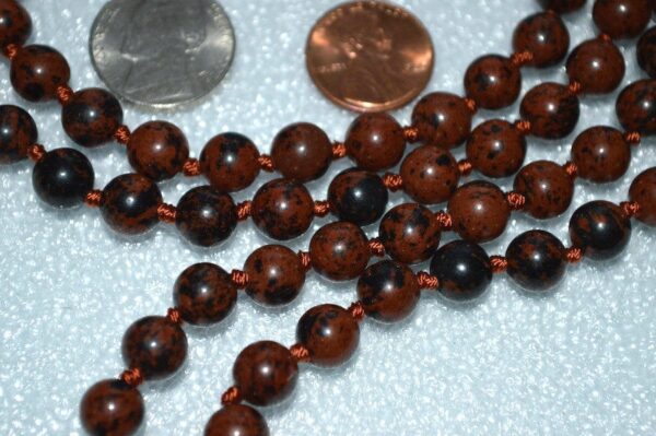 Mahogany Obsidian Necklace with deep reddish-brown beads, ideal for grounding, protection, and emotional healing, associated with the Root and Sacral Chakras.