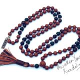 Red Jasper, Serpentine & Red Tiger's Eye Mala Necklace focusing on Root and Sacral Chakras, offering grounding and vitality. Ideal for Aries and Capricorn, with hand-knotted beads for spiritual growth.