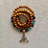 Wooden Third Eye Chakra Wrap Mala Beads designed for Sagittarius and Pisces, supporting intuition, clarity, and spiritual awareness.