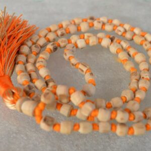 Tulsi / Holy Basil 6mm Prayer Beads Necklace featuring 108 hand-knotted beads, designed to activate the Heart Chakra for harmony and peace, associated with Libra energy.