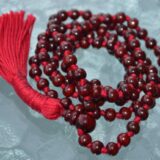 Hand Knotted Dainty Rosewood Mala Necklace designed for Root Chakra support, enhancing grounding and stability, with beads resonating with Taurus and Virgo.