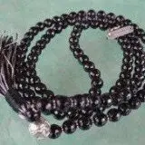  Black Jade Prayer Japa Mala Necklace featuring genuine beads, designed for Root Chakra balance and Libra grounding protection.