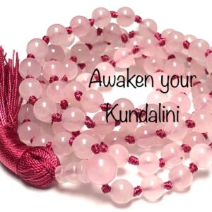 Rose Quartz Mala Beads Necklace crafted to balance the Heart Chakra, aligned with Taurus and Libra zodiac signs for love and healing.