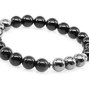 Black Tourmaline and Hematite Bracelet featuring grounding gemstones, designed to align with Capricorn, Aries, and Taurus sun signs and support Root Chakra balance.