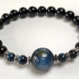 14mm Natural Blue Kyanite & Black Tourmaline Bracelet for Capricorn sun sign, featuring root and throat chakra balancing and protective benefits