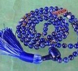 Hand-Knotted Lapis Lazuli Mala Necklace, designed for Third Eye and Throat Chakras, perfect for Sagittarius, enhancing wisdom and communication.