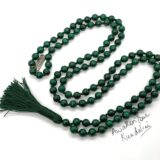 Malachite Mala Beads Necklace designed to support the Heart Chakra, promoting emotional healing and transformation, with connections to Taurus and Scorpio energy.