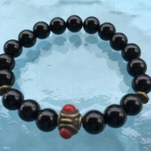  Black Tourmaline Bracelet featuring genuine Black Tourmaline beads, designed for Root Chakra balance and Capricorn Sun Sign support.