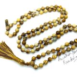 Picture Jasper Mala Necklace featuring 108 hand-knotted beads, designed for grounding and stability, aligning with the Root Chakra, resonating with Virgo and Capricorn.