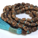 Natural Raw Tulsi Mala Beads Necklace with 108 beads, designed to activate the Root and Crown Chakras. Ideal for enhancing spiritual connection and purification. Perfect for meditation and spiritual growth.#naturaltulsimala