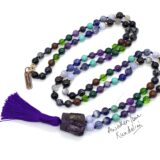 An Ultimate Sagittarius Necklace featuring 108 beads plus 1 guru bead, designed to support the Third Eye and Throat Chakras. This necklace resonates with Sagittarius, enhancing intuition, clarity, and communication. Handcrafted for quality and comfort, ideal for meditation and spiritual practice.