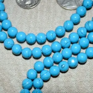 Turquoise Handmade Mala Beads Necklace featuring genuine turquoise beads, designed for Throat & Heart Chakra balance, Sagittarius & Pisces energies, and enhanced communication and healing.