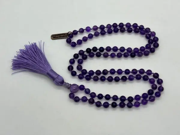 Purple Jade Beads Necklace featuring genuine purple jade beads, designed for Third Eye Chakra balance and Pisces intuition.