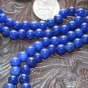 Blue Agate Mala Necklace featuring 108 hand-knotted beads designed for communication and calming energy. Resonates with Gemini and Pisces zodiac signs.