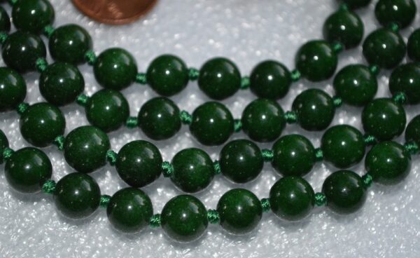 Green Jade Mala Necklace with genuine Green Jade beads, promoting abundance and healing, aligned with Heart and Solar Plexus Chakras for Pisces and Libra zodiac signs.