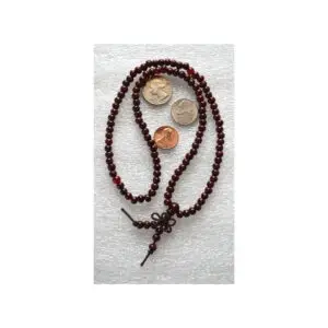 Red Sandalwood Mala Beads Necklace designed for Root Chakra support, promoting grounding and strength, particularly beneficial for Aries and Scorpio zodiac signs.