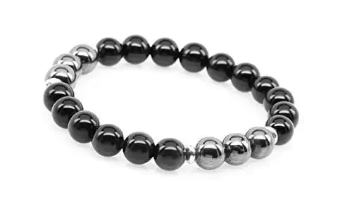 Black Tourmaline and Hematite Bracelet featuring grounding gemstones, designed to align with Capricorn, Aries, and Taurus sun signs and support Root Chakra balance.